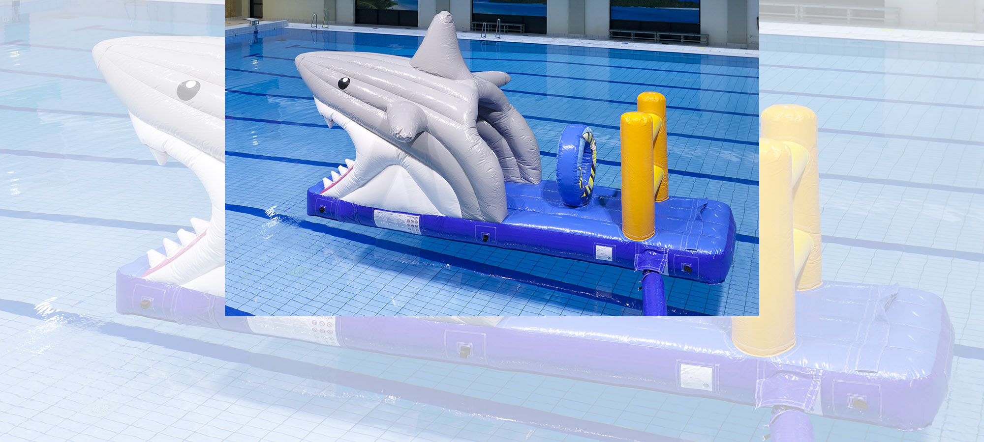 Zwembad hindernissenbaan haai